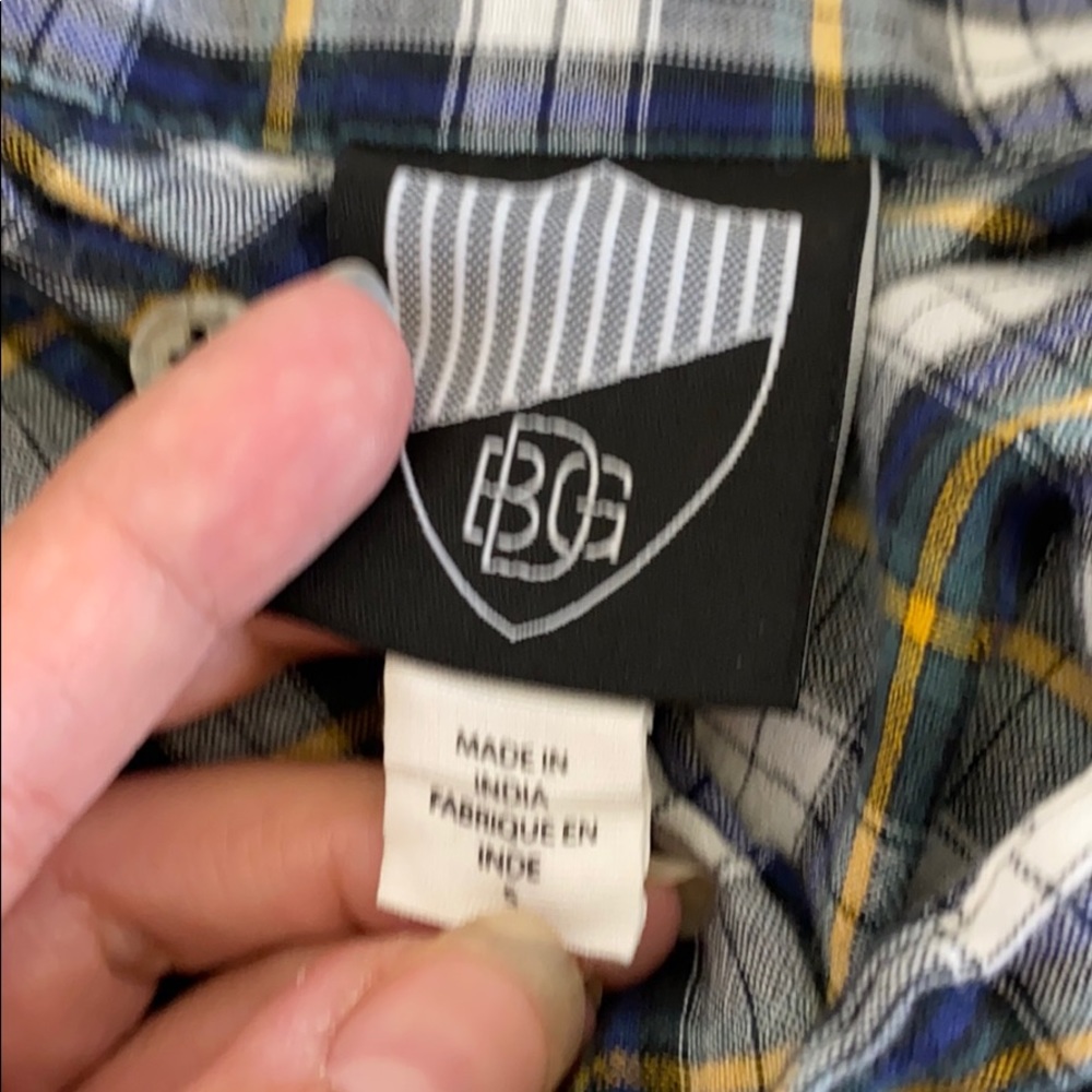 ๐ BDG blue plaid cotton button down shirt small - Picture 5 of 6